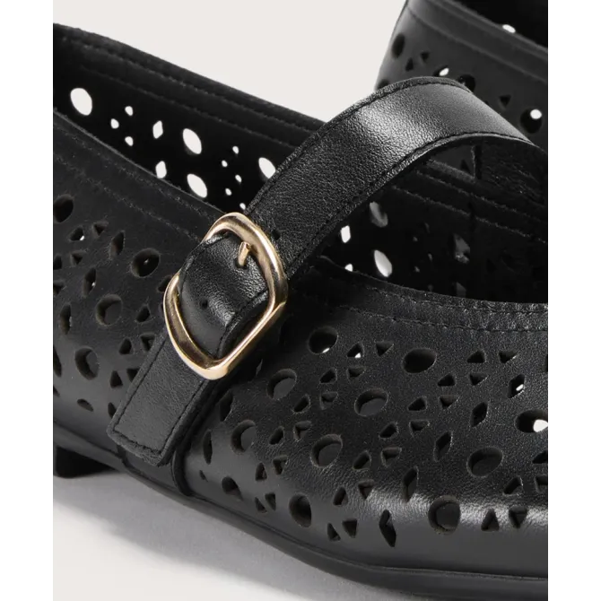 Ballerines cuir noir ajourées - Ballerines artisanales