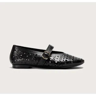 Ballerines cuir noir ajourées - Ballerines artisanales