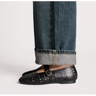 Ballerines cuir noir ajourées - Ballerines artisanales