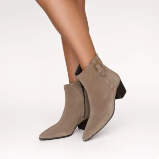 Bottines femme daim taupe élégantes