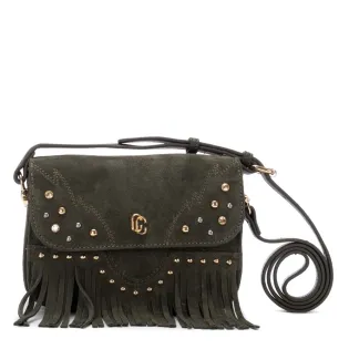 Sac a main daim kaki franges et clous