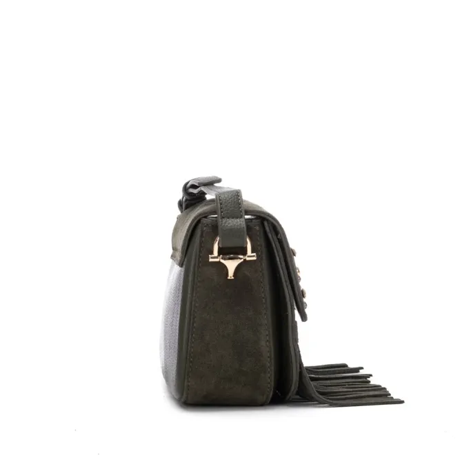 Sac femme en daim kaki à franges - Sacs à main  Made in Spain