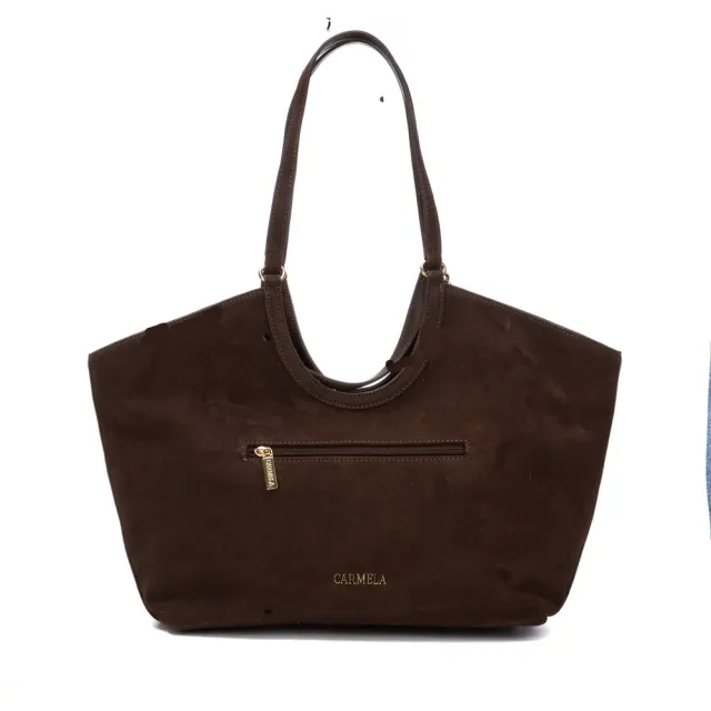 Sac à main marron tressé - Grand sac femme en daim