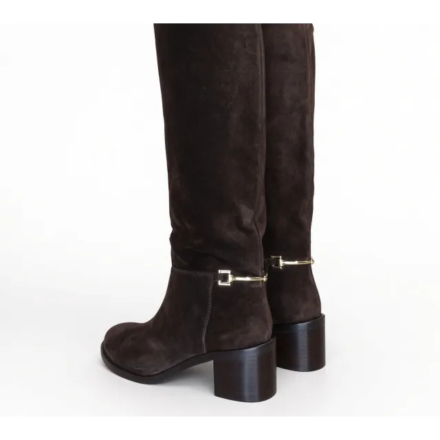 Bottes daim marron femme - Bottes artisanales Talon carré 6 cm