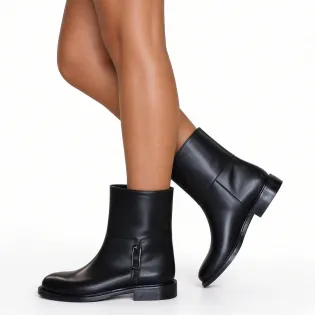 Bottines femme cuir noir plates élégantes