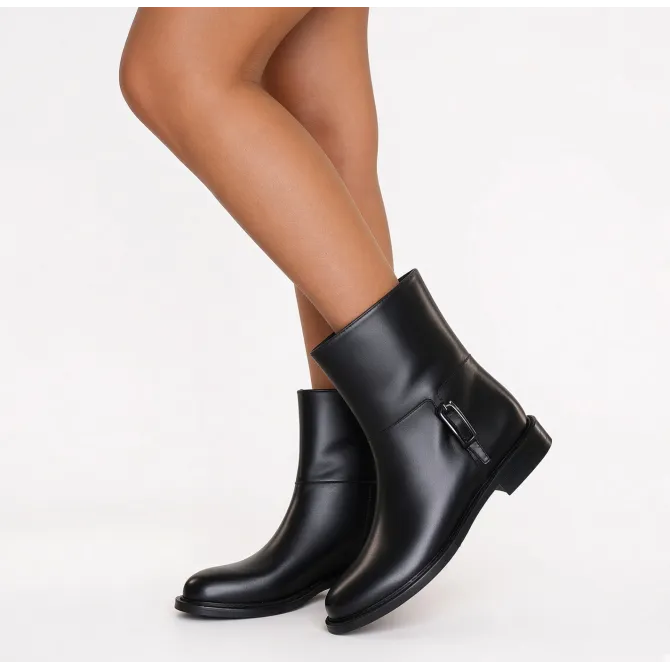 Bottines femme cuir noir plates – Bottines artisanales Italiennes