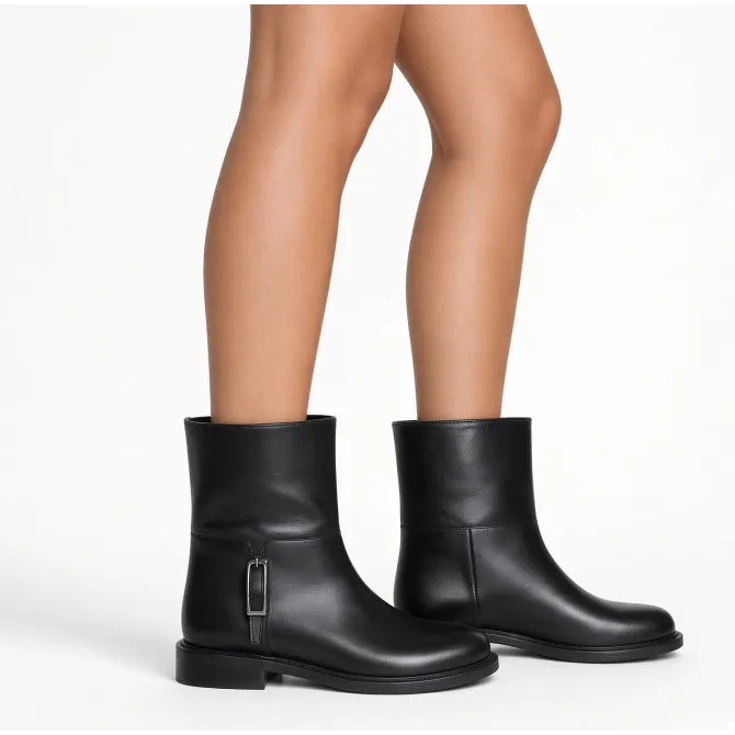 Bottines femme cuir noir plates – Bottines artisanales Italiennes