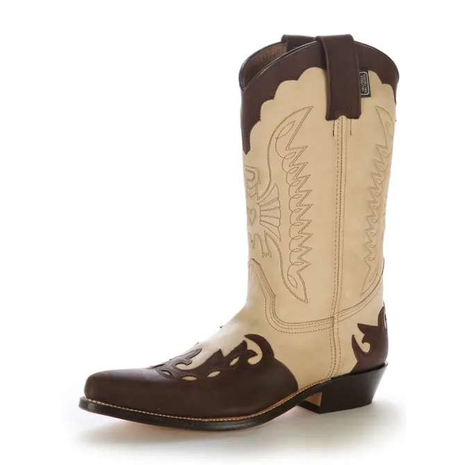 Bottes cowboy cuir beige et marron - Bottes santiag et country artisanales