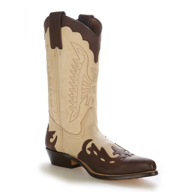 Bottes cowboy cuir beige et marron - Bottes santiag et country artisanales