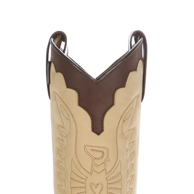 Bottes cowboy cuir beige et marron - Bottes santiag et country artisanales