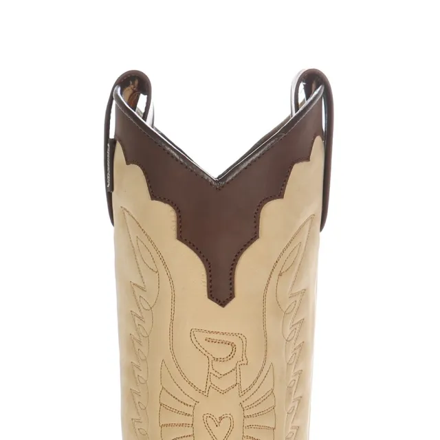 Bottes cowboy cuir beige et marron - Bottes santiag et country artisanales