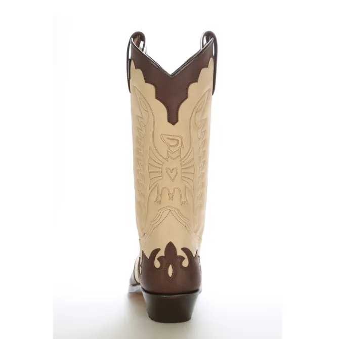 Bottes cowboy cuir beige et marron - Bottes santiag et country artisanales
