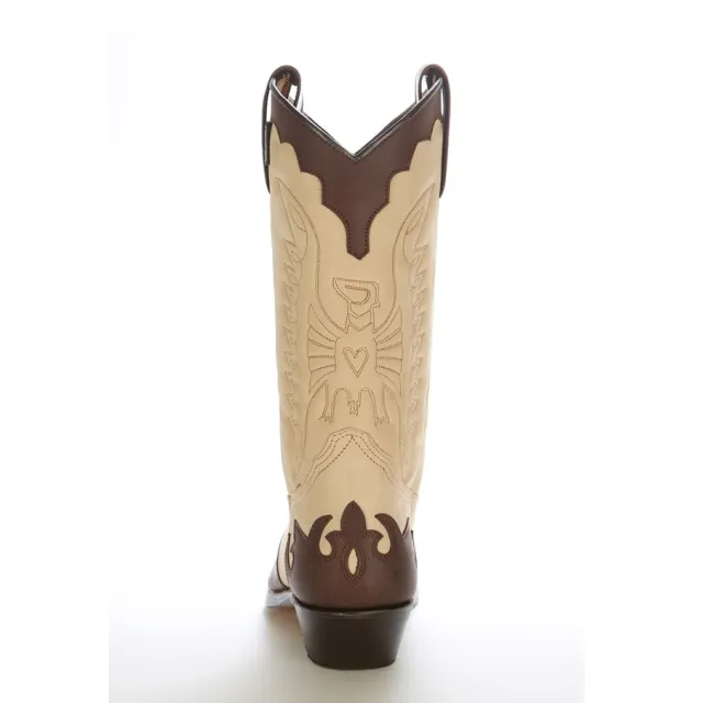 Bottes cowboy cuir beige et marron - Bottes santiag et country artisanales