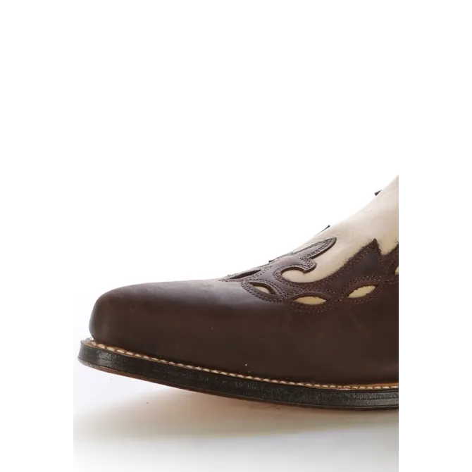 Bottes cowboy cuir beige et marron - Bottes santiag et country artisanales