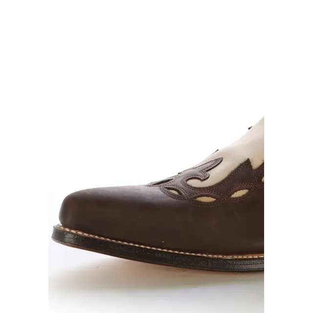 Bottes cowboy cuir beige et marron - Bottes santiag et country artisanales