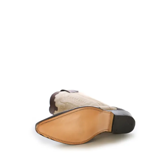 Bottes cowboy cuir beige et marron - Bottes santiag et country artisanales