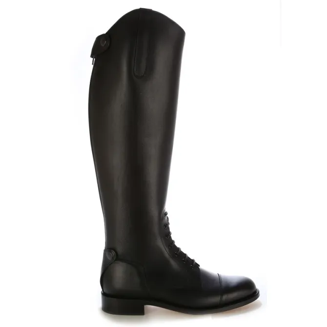 Bottes équitation cuir noir à lacets - Bottes équitation artisanales
