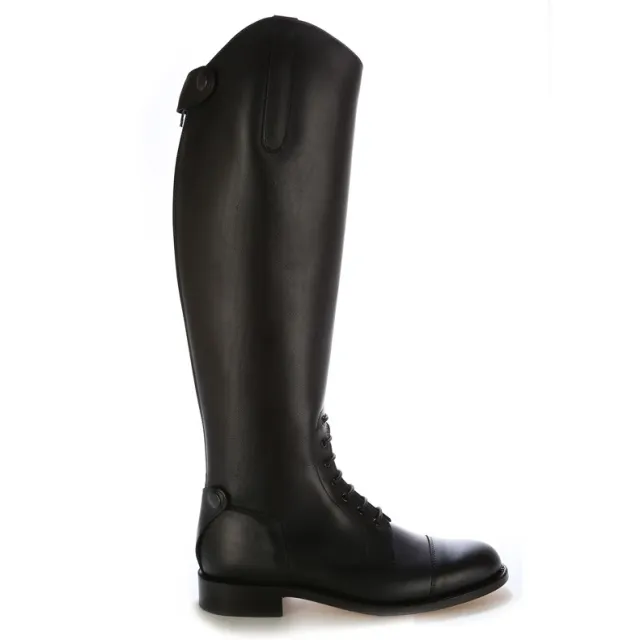Bottes équitation cuir noir à lacets - Bottes équitation artisanales