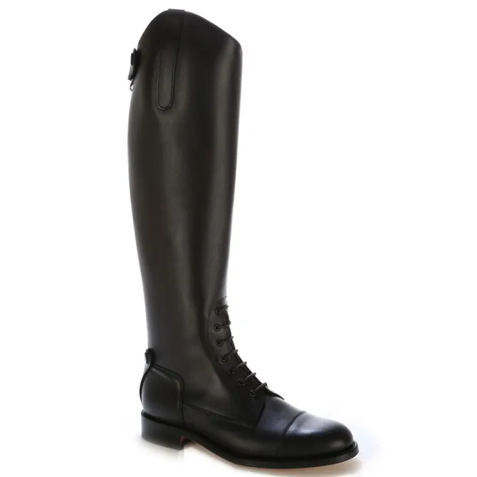 Bottes équitation cuir noir à lacets - Bottes équitation artisanales