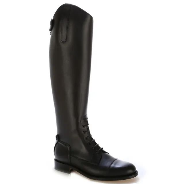 Bottes équitation cuir noir à lacets - Bottes équitation artisanales
