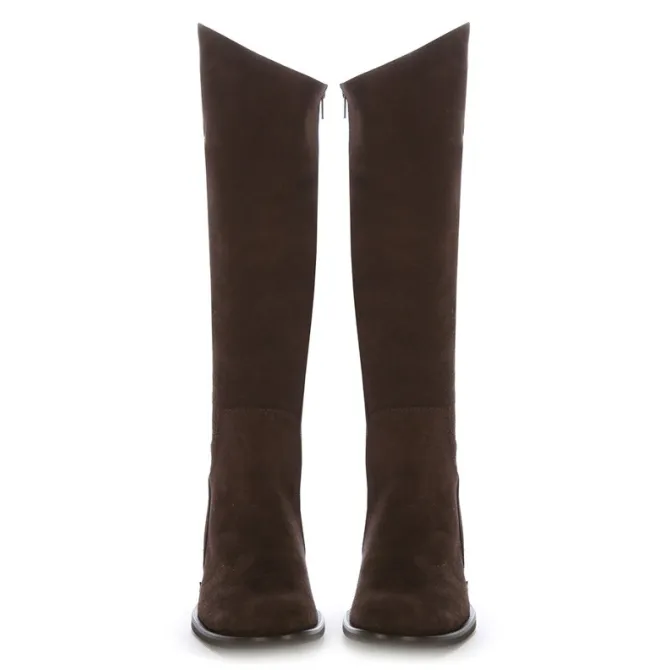Bottes cavalières sur mesure cuir marron suedé - Bottes cavalières sur