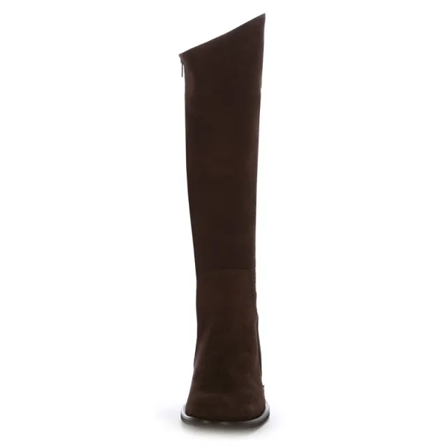 Bottes cavalières sur mesure cuir marron suedé - Bottes cavalières sur