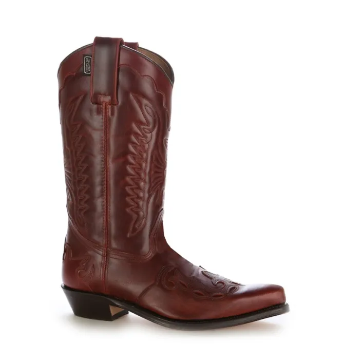 Santiags mexicaines cuir bordeaux - Bottes santiag et country artisanales