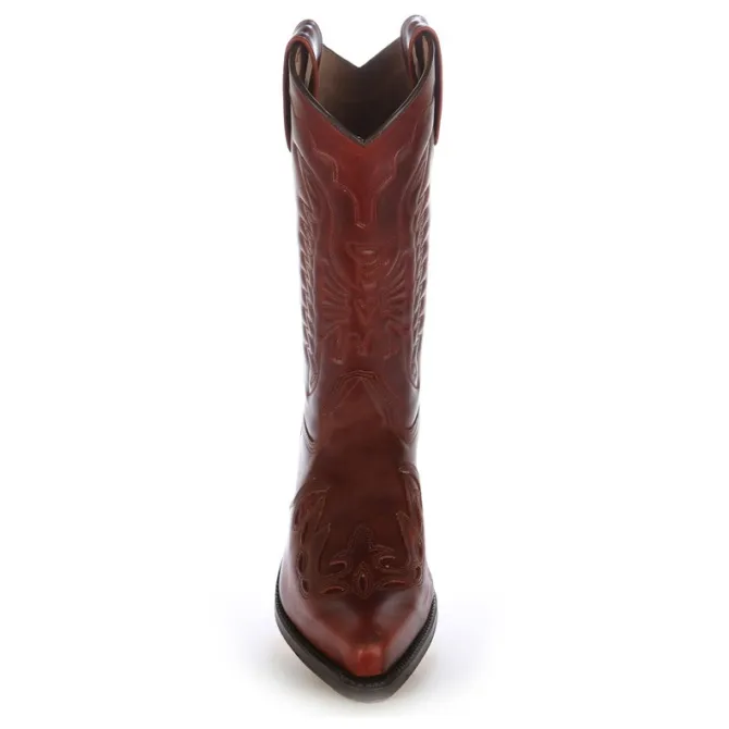 Santiags mexicaines cuir bordeaux - Bottes santiag et country artisanales