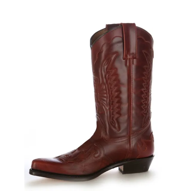 Santiags mexicaines cuir bordeaux - Bottes santiag et country artisanales