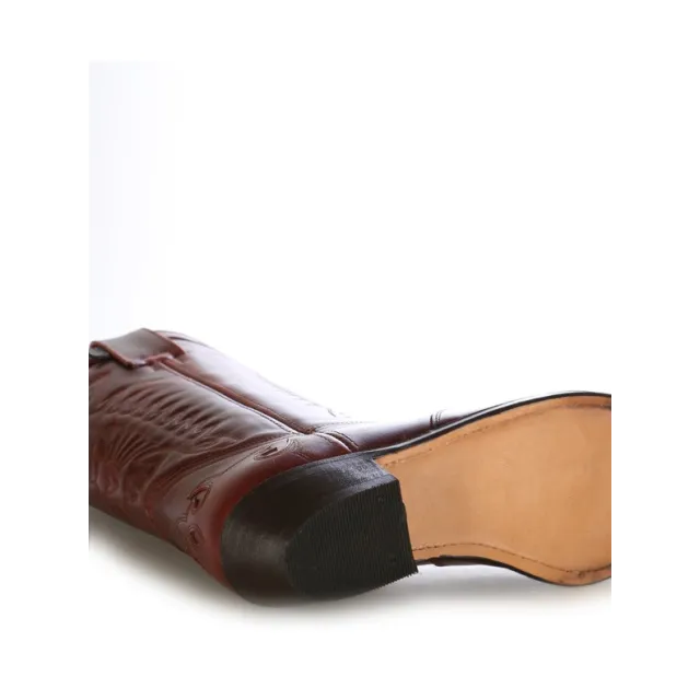 Santiags mexicaines cuir bordeaux - Bottes santiag et country artisanales