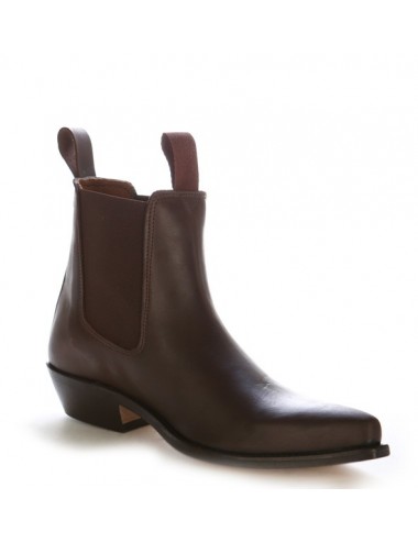 Boots western cuir marron à soufflet - Bottines cowboy artisanales