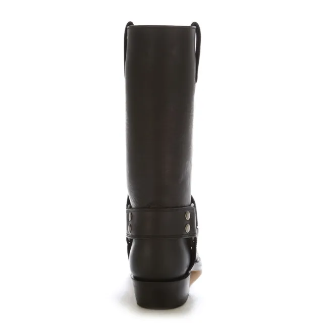 Bottes bikers cuir noir bride à rivets - Bottes de moto artisanales