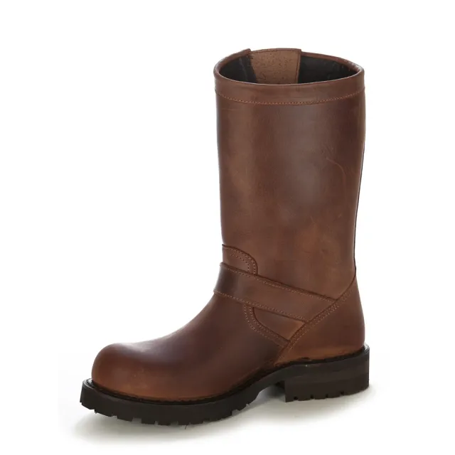 Chaussures moto cuir marron vintage - Bottes de moto artisanales