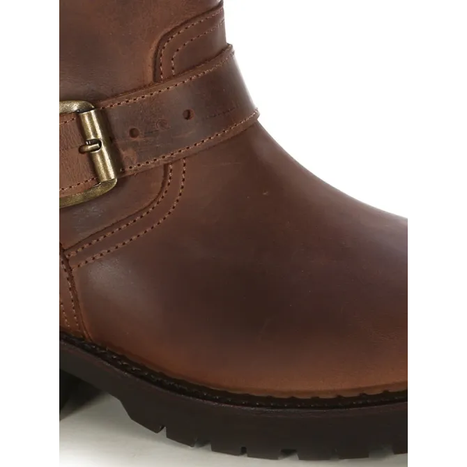 Chaussures moto cuir marron vintage - Bottes de moto artisanales