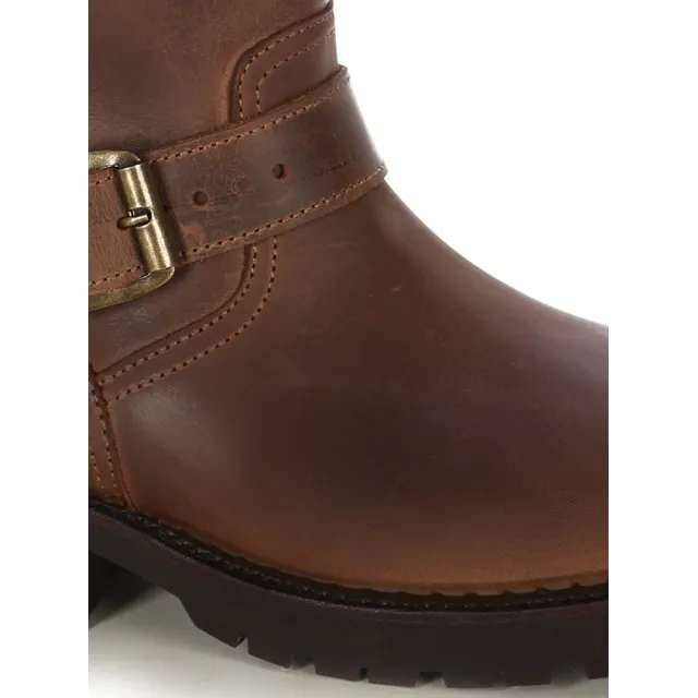 Chaussures moto cuir marron vintage - Bottes de moto artisanales