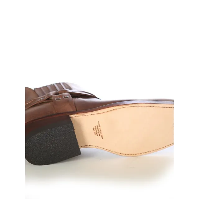 Boots western cuir marron bout carré - Boots bikers & rangers artisanales