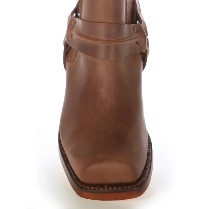 Boots western cuir marron bout carré - Boots bikers & rangers artisanales
