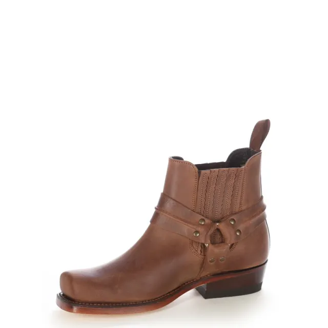 Boots western cuir marron bout carré - Boots bikers & rangers artisanales