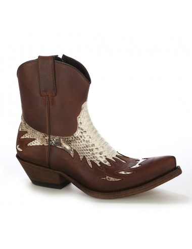 Boots santiags cuir et serpent naturel - Bottines cowboy artisanales