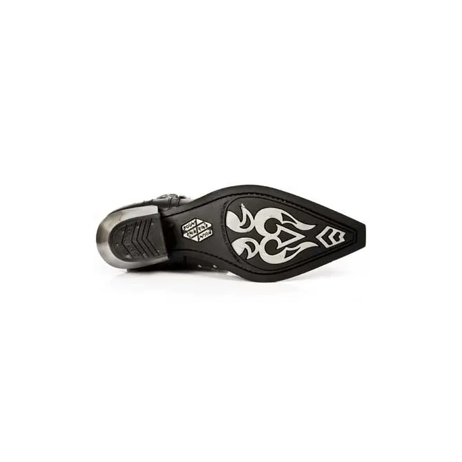 Santiags rock homme cuir noir cloutées talon acier - Bottes santiag et