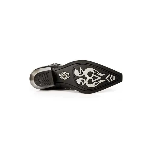 Santiags rock homme cuir noir cloutées talon acier - Bottes santiag et