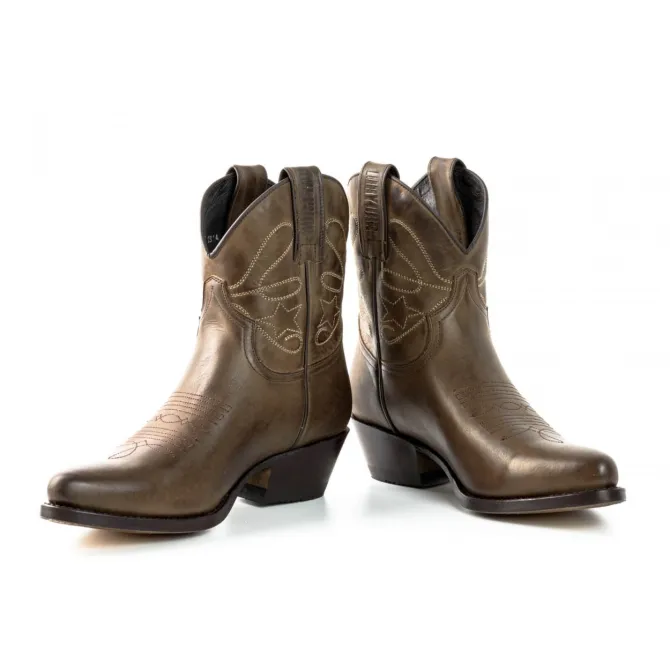 Bottines santiag femme cuir marron - Bottines femme artisanales