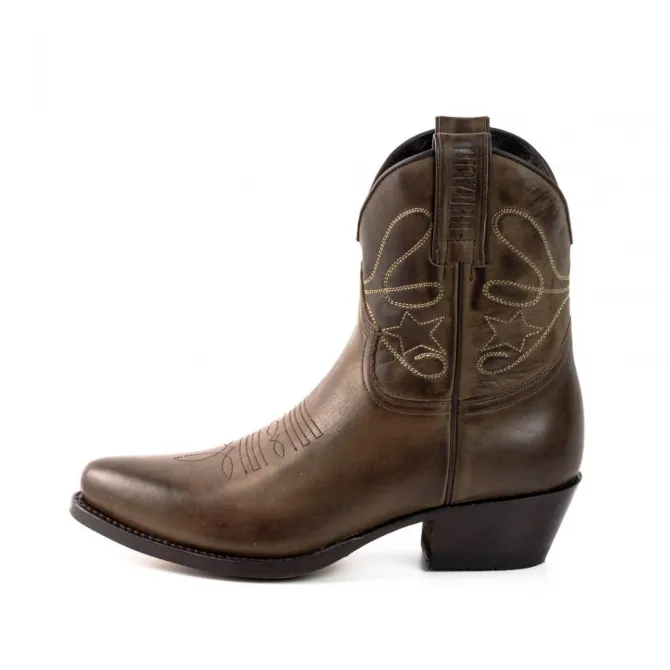 Bottines santiag femme cuir marron - Bottines femme artisanales