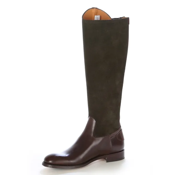 Botte femme cuir bicolore élégante - Bottes moto sur mesure