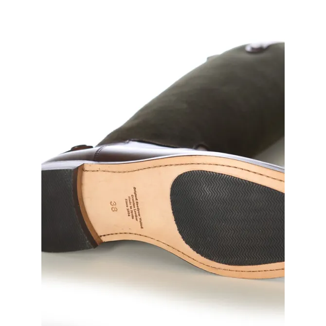 Botte femme cuir bicolore élégante - Bottes moto sur mesure