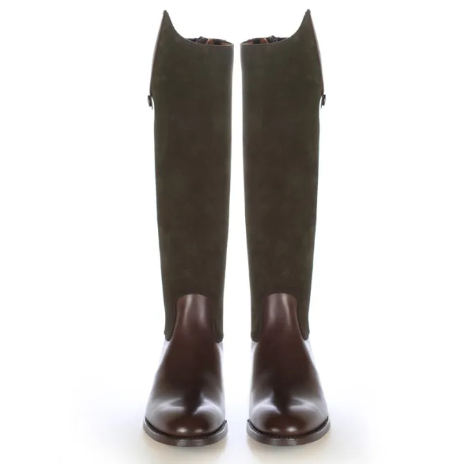 Botte femme cuir bicolore élégante - Bottes moto sur mesure