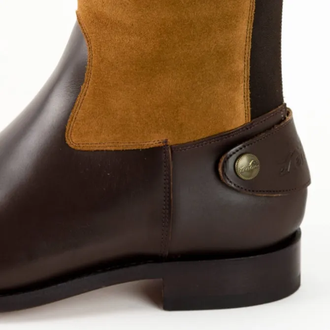 Botte femme cuir bicolore élégante - Bottes moto sur mesure