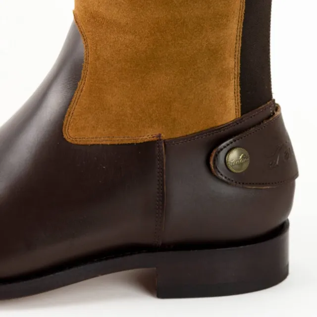 Botte femme cuir bicolore élégante - Bottes moto sur mesure
