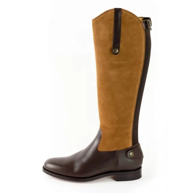 Botte femme cuir bicolore élégante - Bottes moto sur mesure