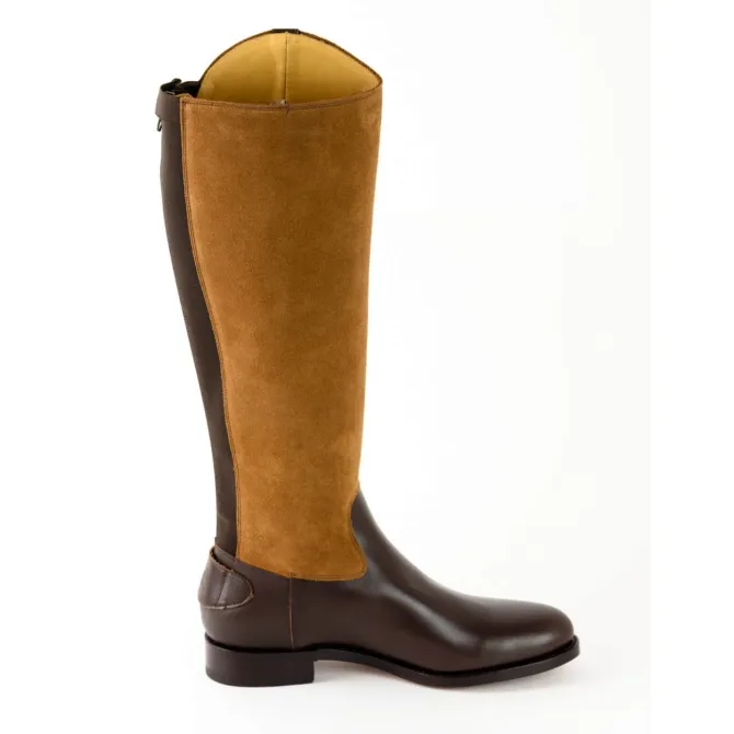 Botte femme cuir bicolore élégante - Bottes moto sur mesure